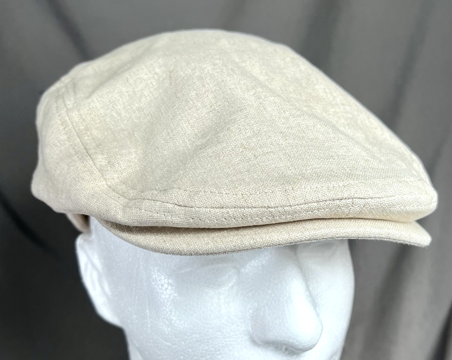 Dockers Men’s Size S/M Flat Cap Hat Beige Linen Blend Summer Hat  New w/o Tags