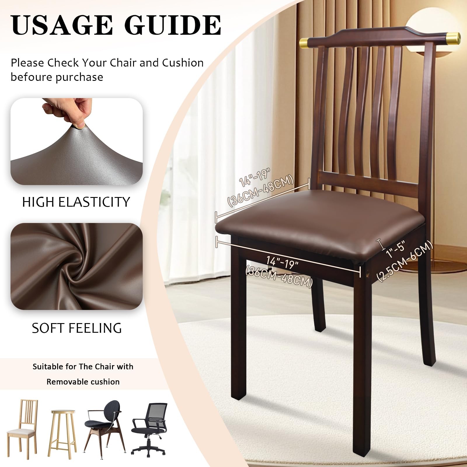 Lufyzora Pu Leather Dining Chair Seat Covers 8 Pieces, - Coffee