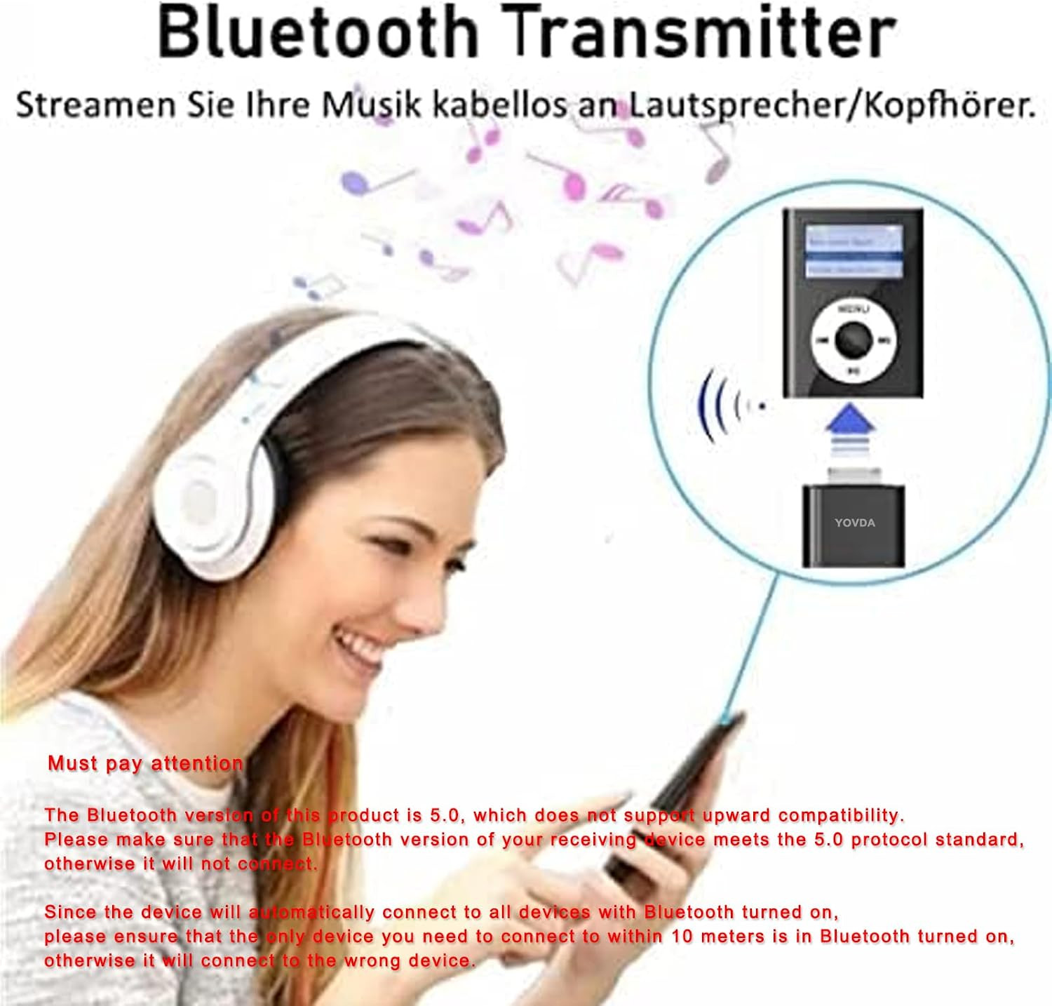 Bluetooth Transmitter for Ipod, Bluetooth Adapter for Old Ipod Classic