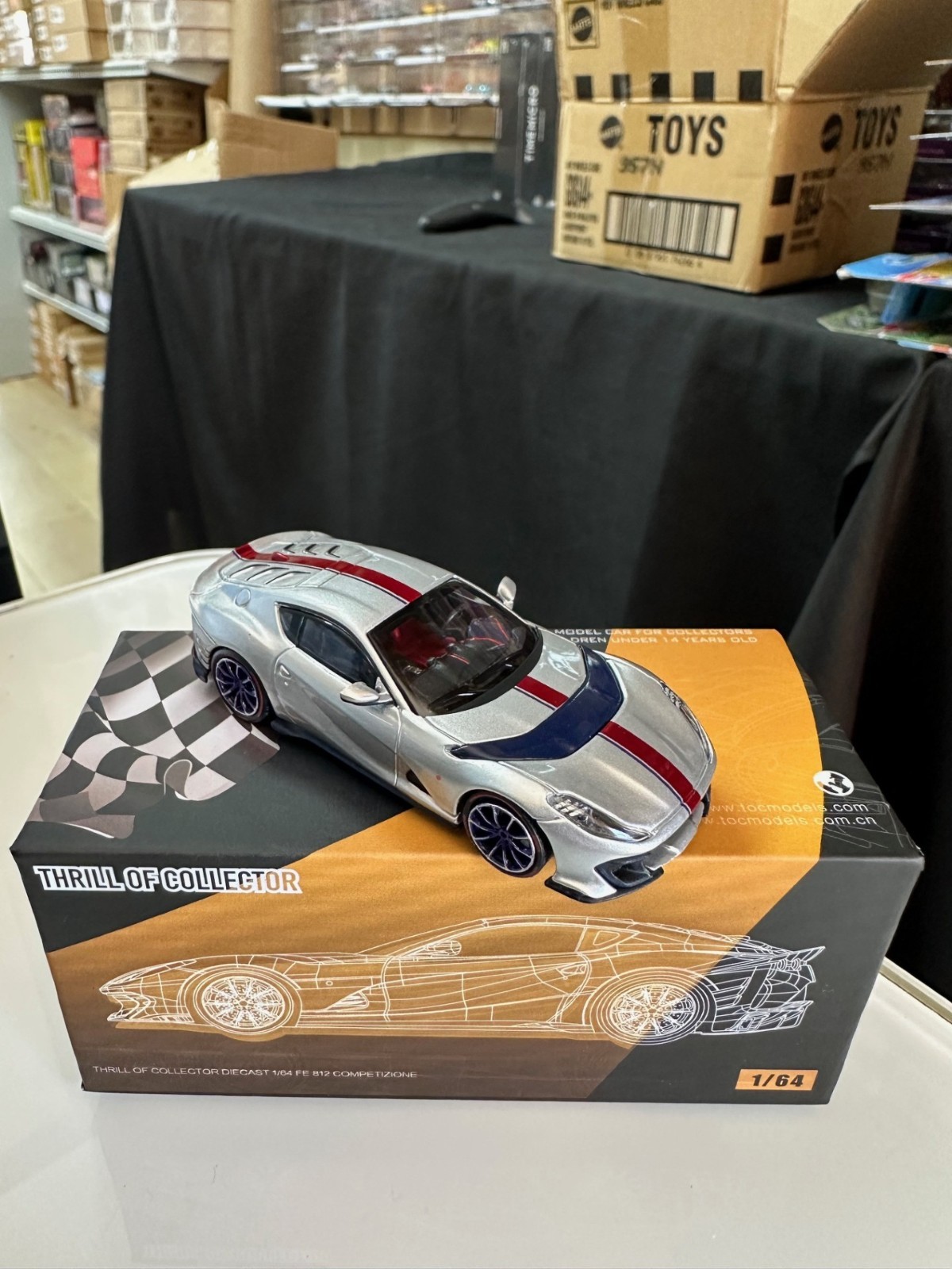 FERRARI 812 COMPETIZIONE SANU SILVER 1/64 DIECAST CAR BY THRILL OF COLLECTOR TOC