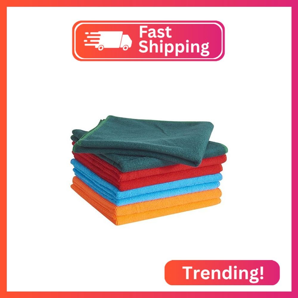 ROZHOME Microfiber Toweling Tea Towels Pack of 8, Dish Cloths Absorbent and Lint