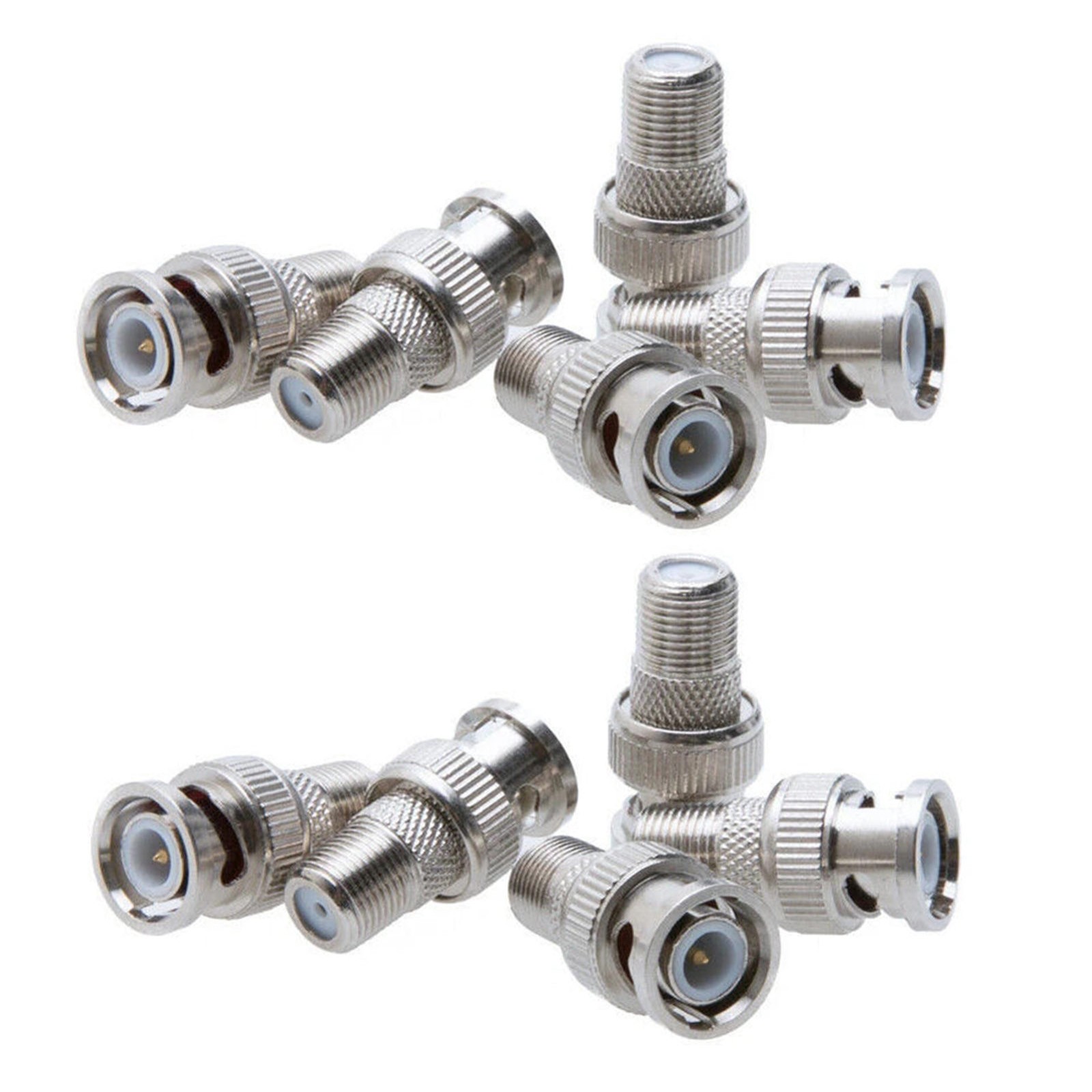 10PCS Professional BNC Male to F-Type Female Coaxial Adapter for CCTV System