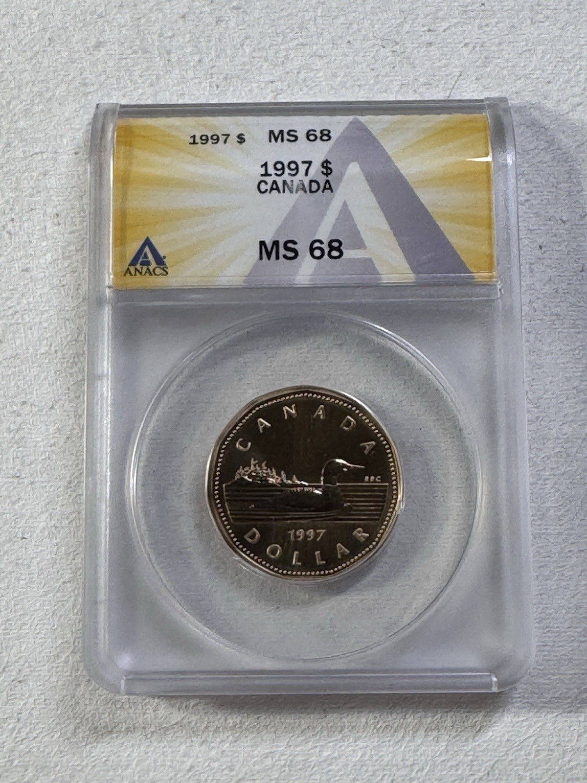 1997 Canada $1 Loonie Graded MS 68 by ANACS Specimen