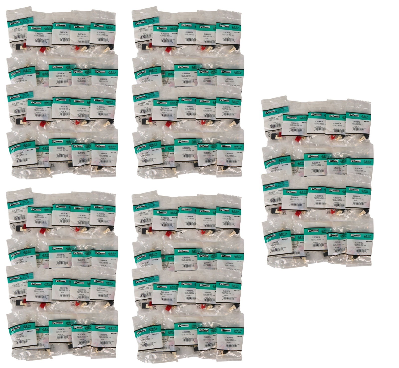 Box of 100 Panduit Mini-Com TX-5 Modules T568A/B Wiring Scheme, RJ45,Category 5e