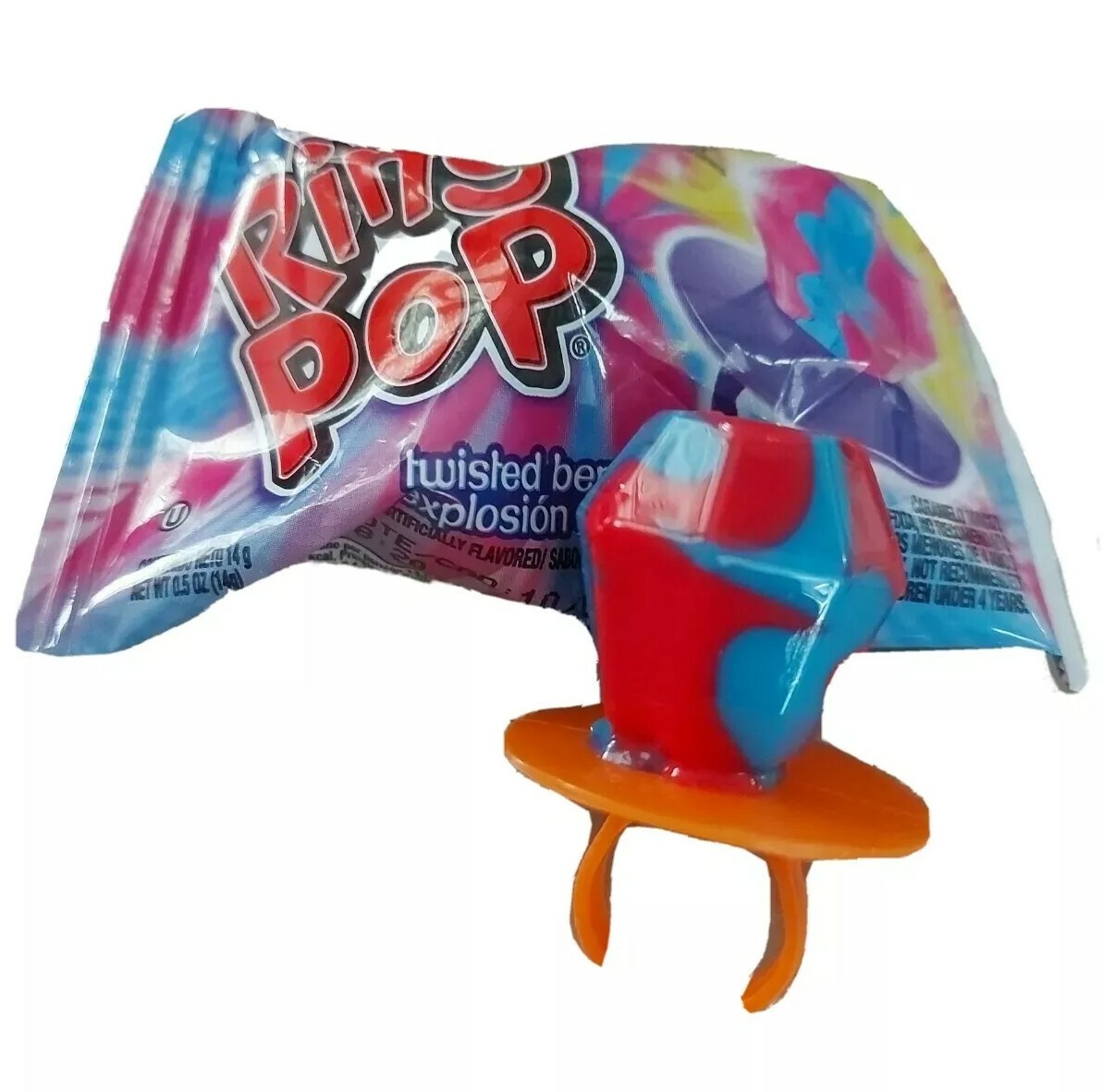 CONFETTI RING POP WITH REAL FRUIT JUICE CANDY RING ASSORTED (JAR-30PKS)