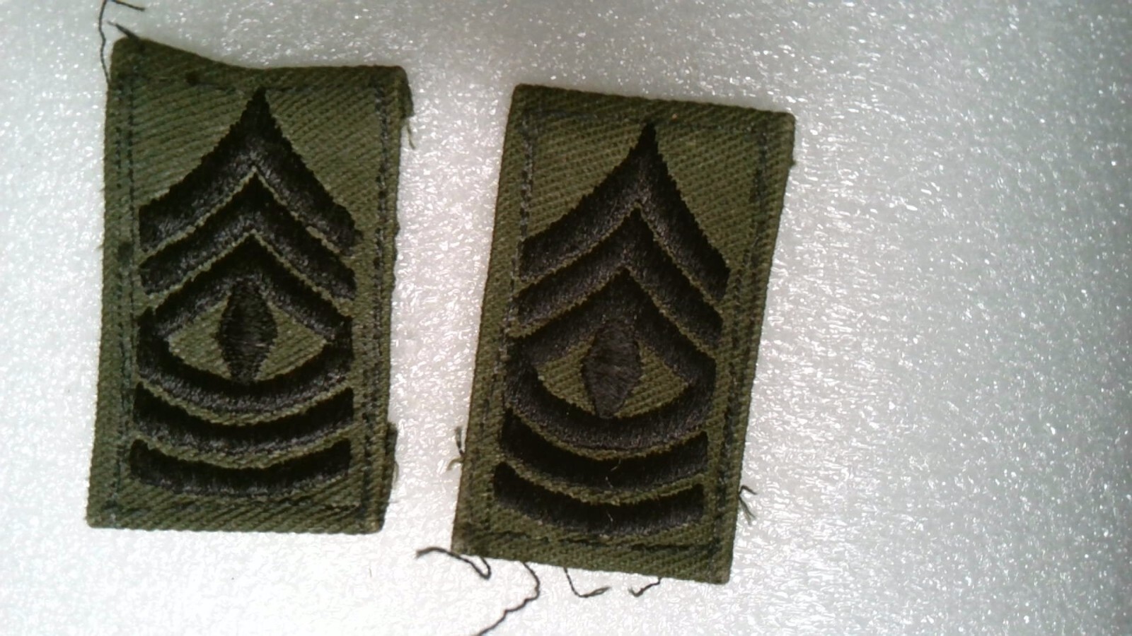 MILITARY PATCH SEW ON RANK SET OF 2 PULLED OFF UNIFORMS OD GREEN FIRST SERGEANT