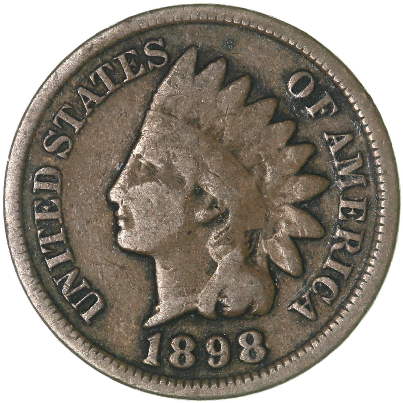 1898 (P) Indian Head Cent Very Good Penny VG