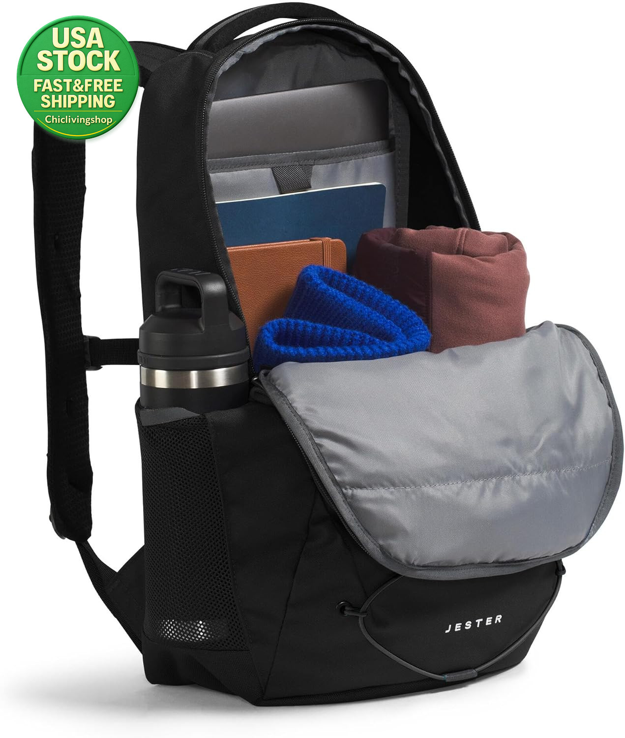 The North Face Jester Laptop Backpack 28L Water Repellent TNF Black Daypack