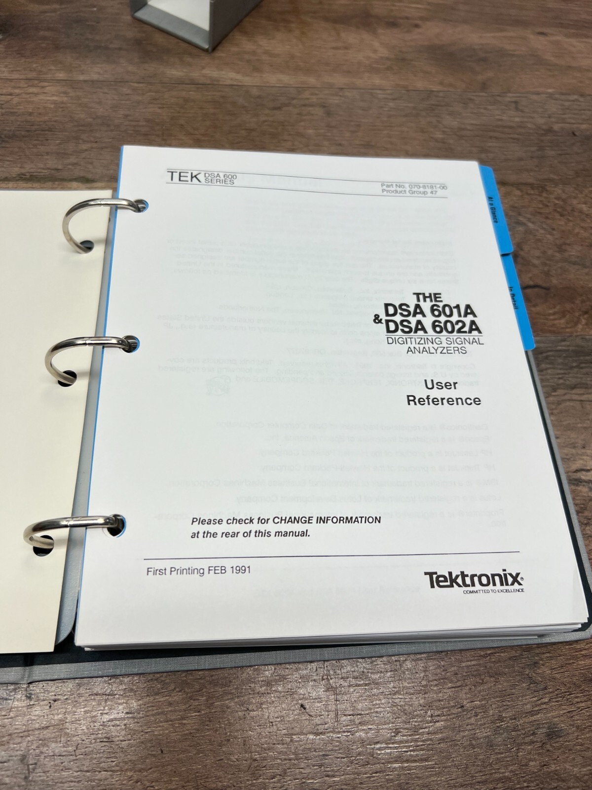 Tektronix DSA 601A 602A Digitizing Signal Analyzers Programmer & User Reference