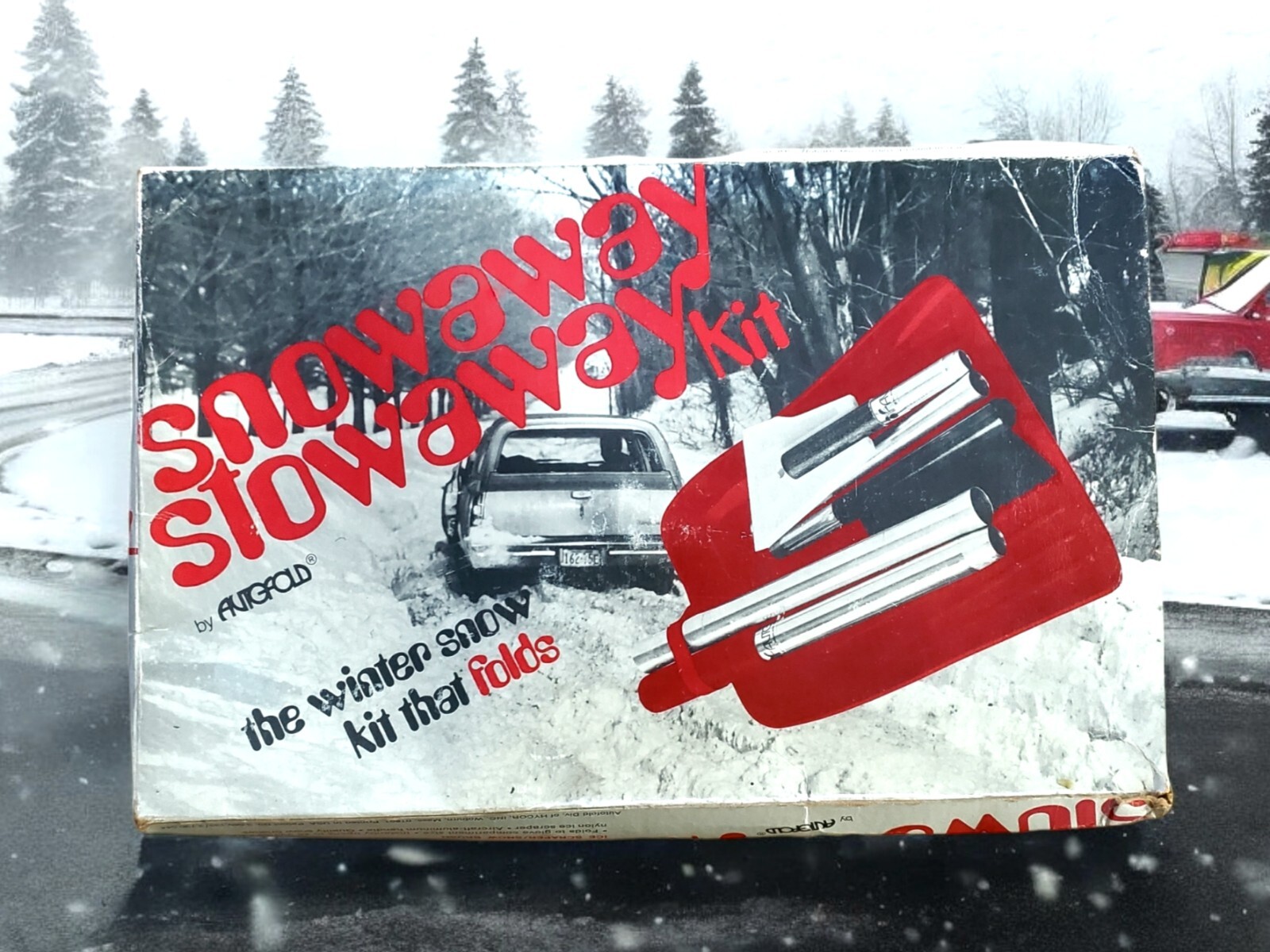 VTG Autofold Shovel Ice Scraper Snow Brush Car Kit Stowaway Winter Prop 1970s