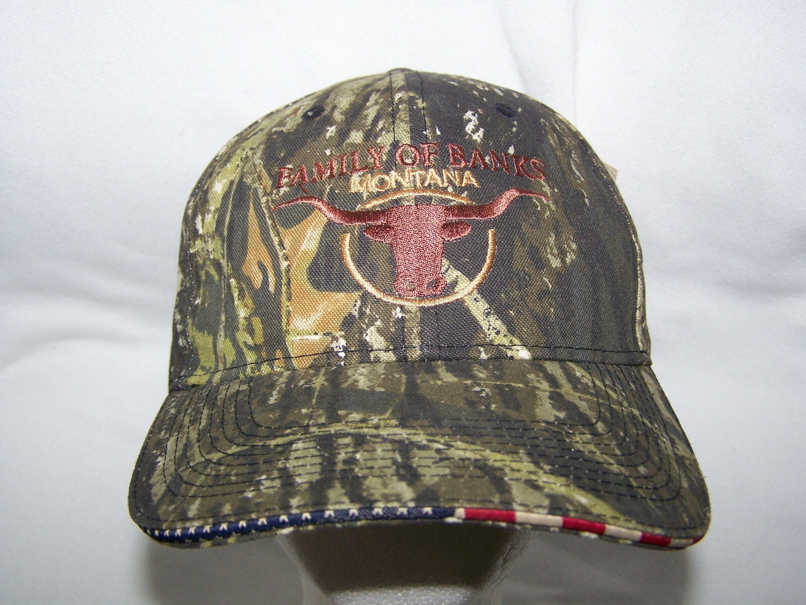 MOSSY OAK Family of Banks BASEBALL CAP Montana HAT Camo Hunting Adjustable NWT