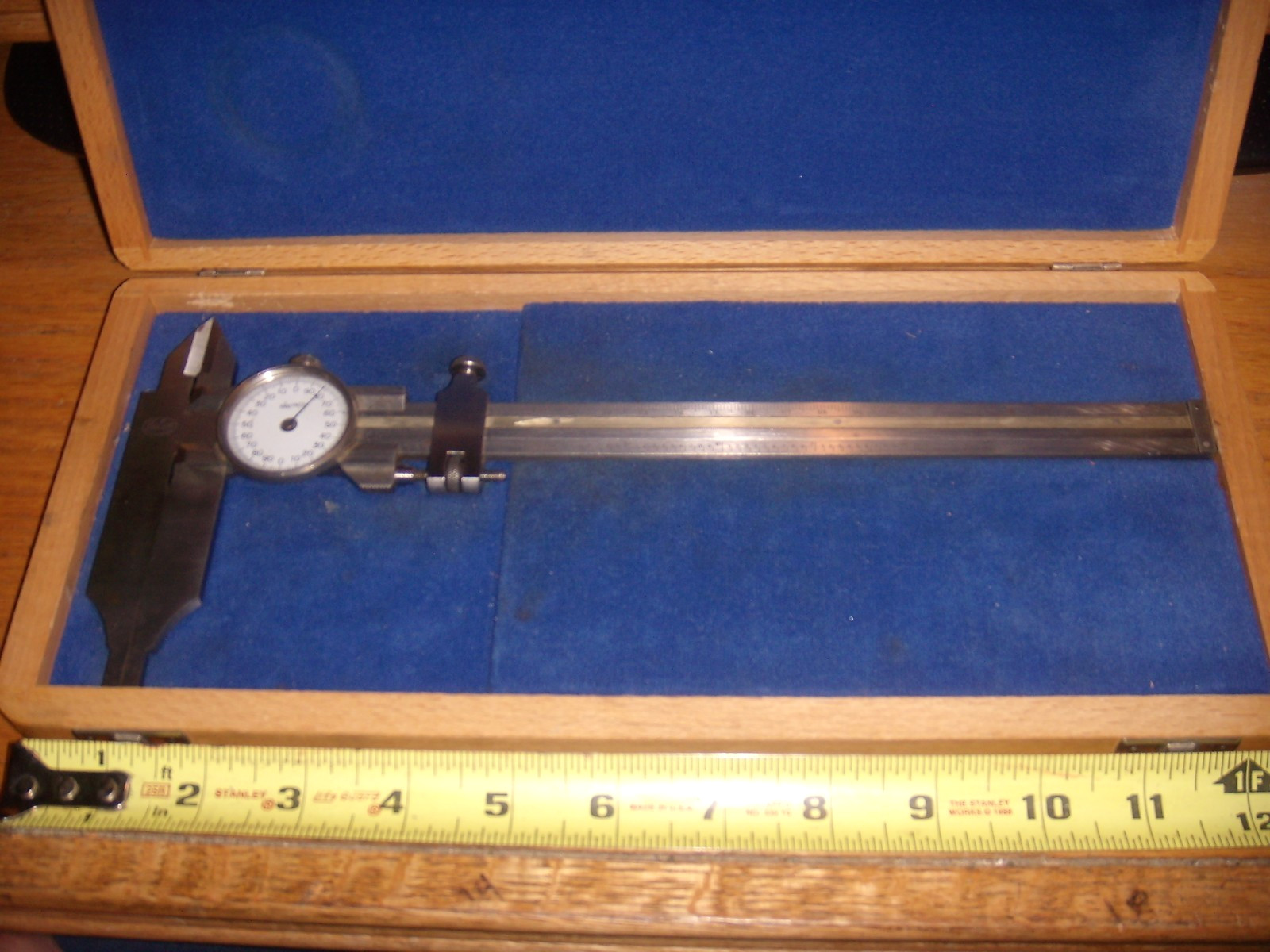 HELIOS CALAPIER  MICROMETER 0 TO 100 WITH WOOD CASE IN EXCELLENT COND FREE SHIP
