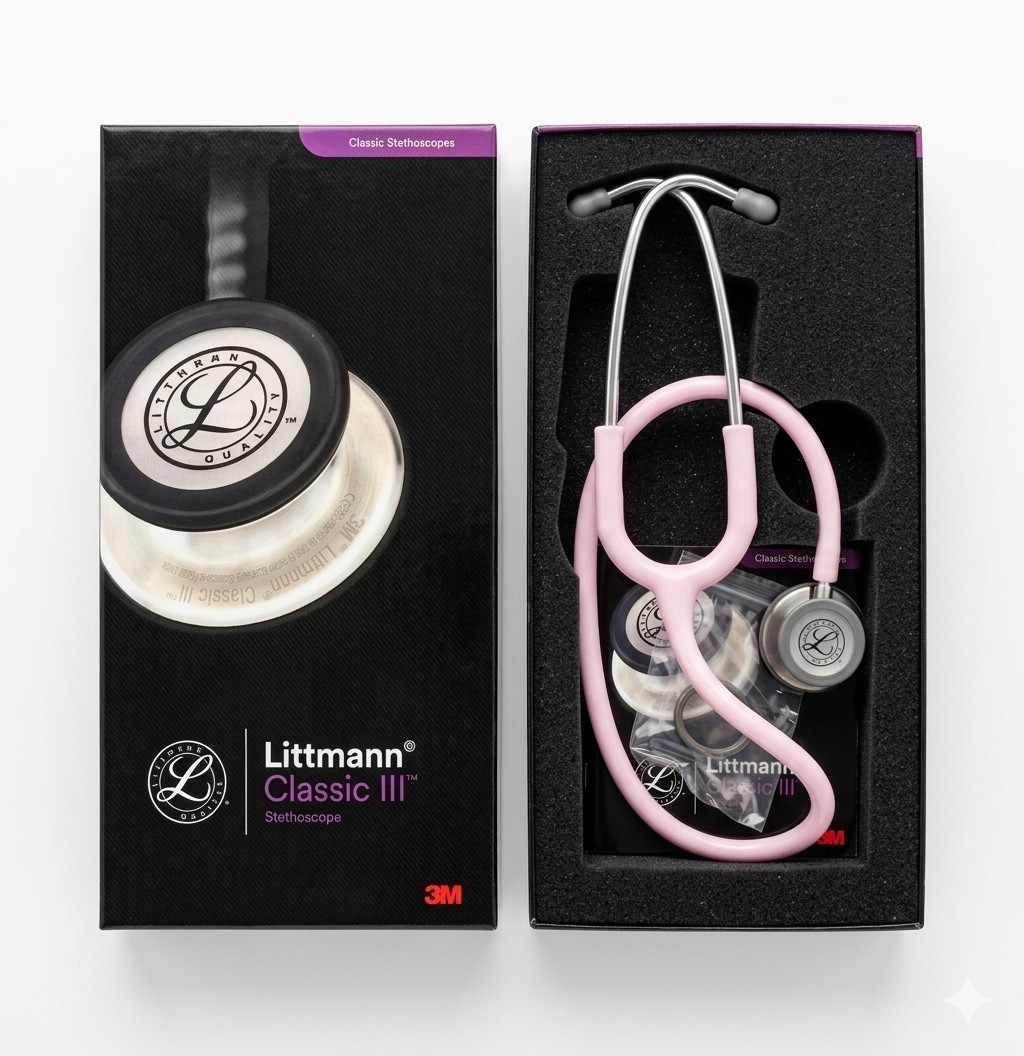 3M Littmann Classic III Monitoring Stethoscope, Pearl Pink, Free Shipping
