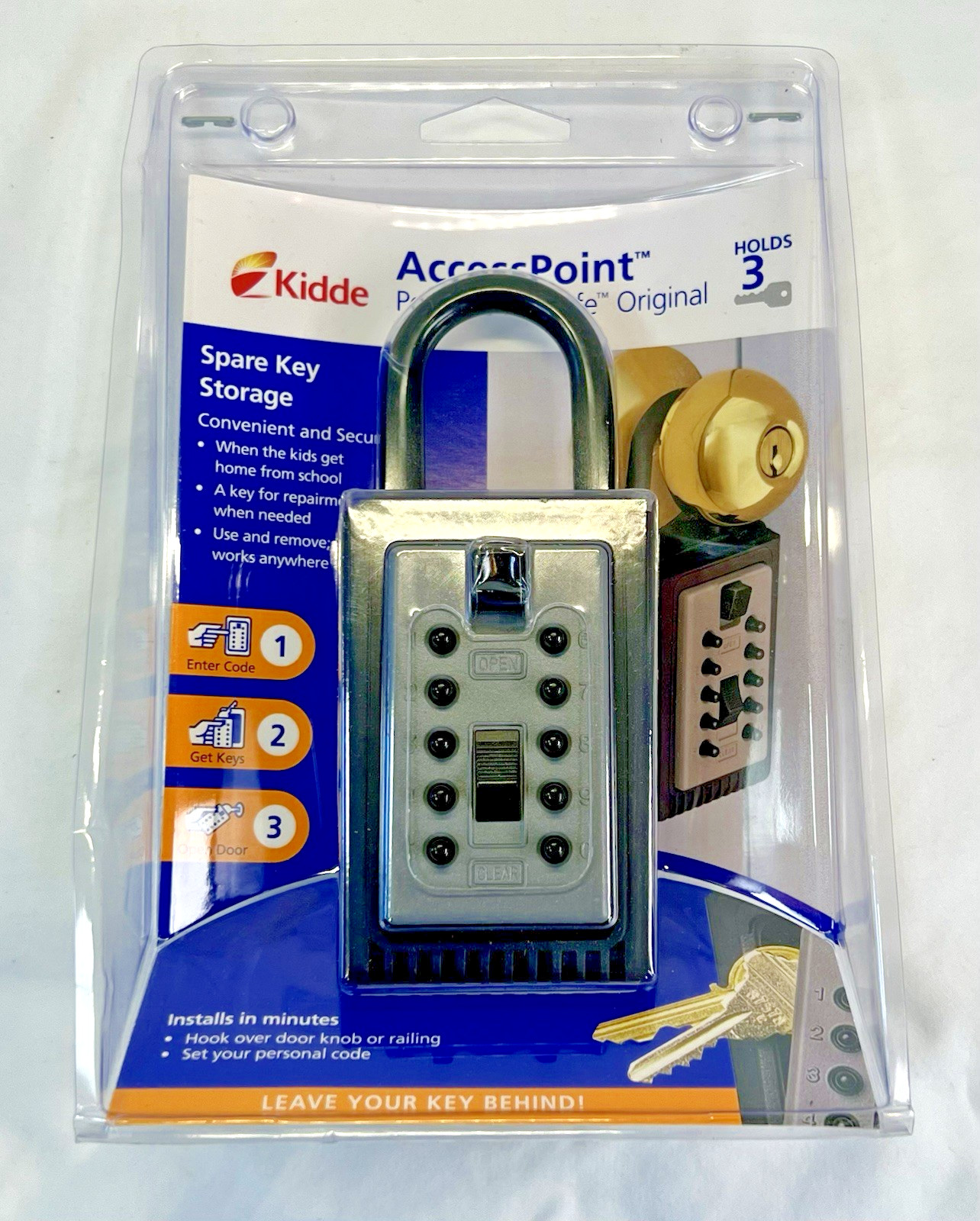 KIDDE Key Safe Portable Pushbutton Keybox 001193 Loop Mount Titanium Finish