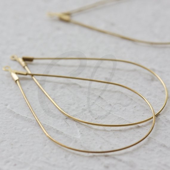 10 Pieces Raw Brass Earring Hooks - Teardrop - Tear 57.7*34mm (3914C)