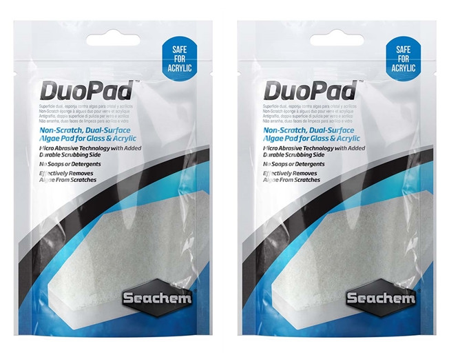 SEACHEM DUO ALGAE PADS PACK for CLEANING GLASS or ACRYLIC AQUARIUM TANKS   2X