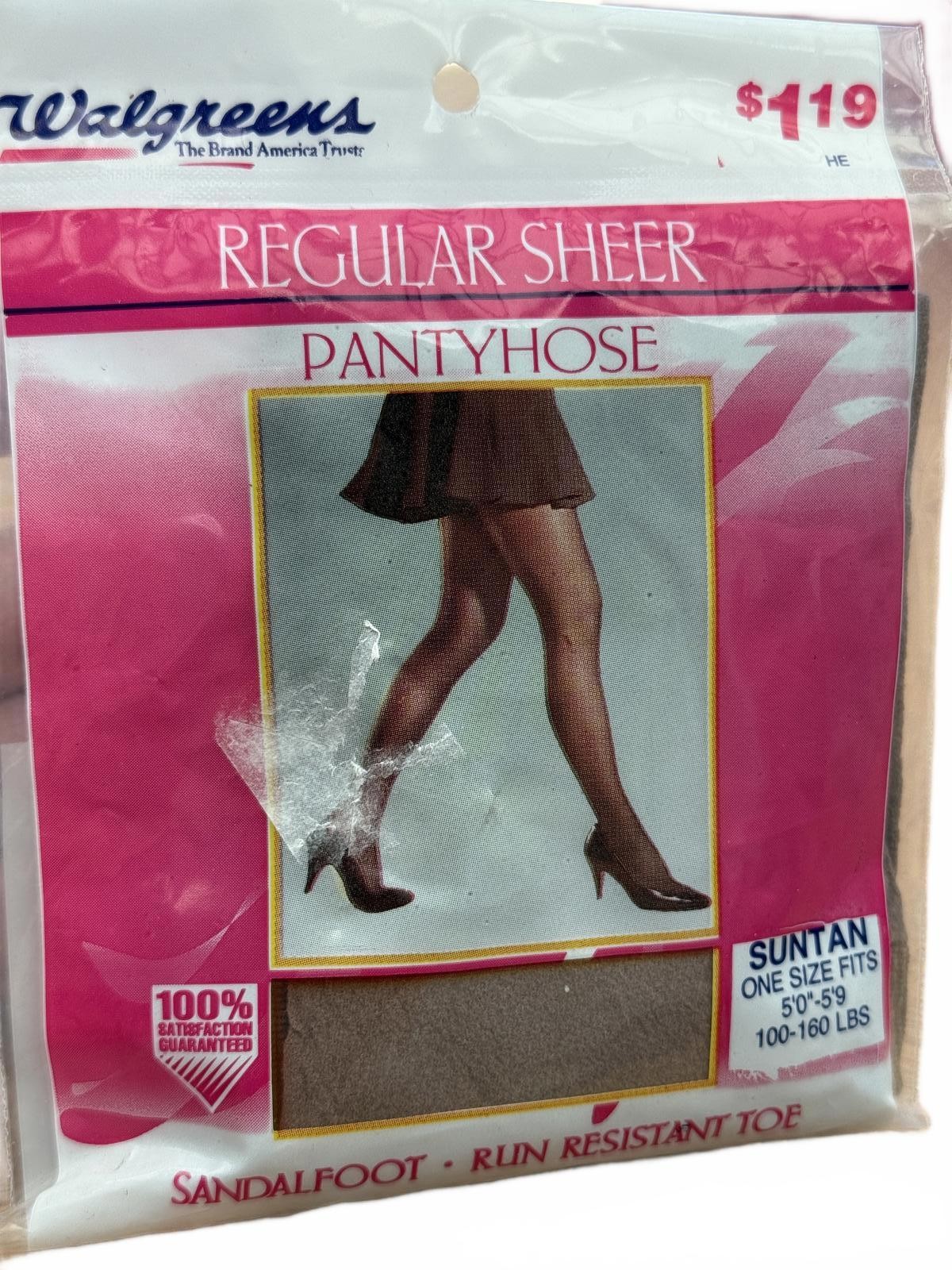VTG Walgreens Regular Sheer Pantyhose Suntan One Size Fits