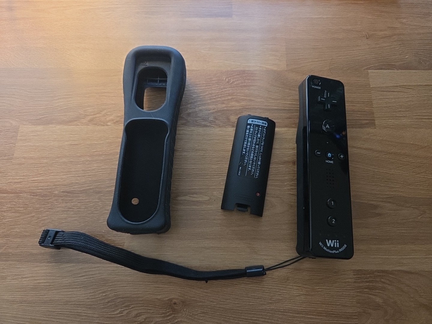 Nintendo Wii Remote Motion Plus Black Tested Controller with Black Rubber Case