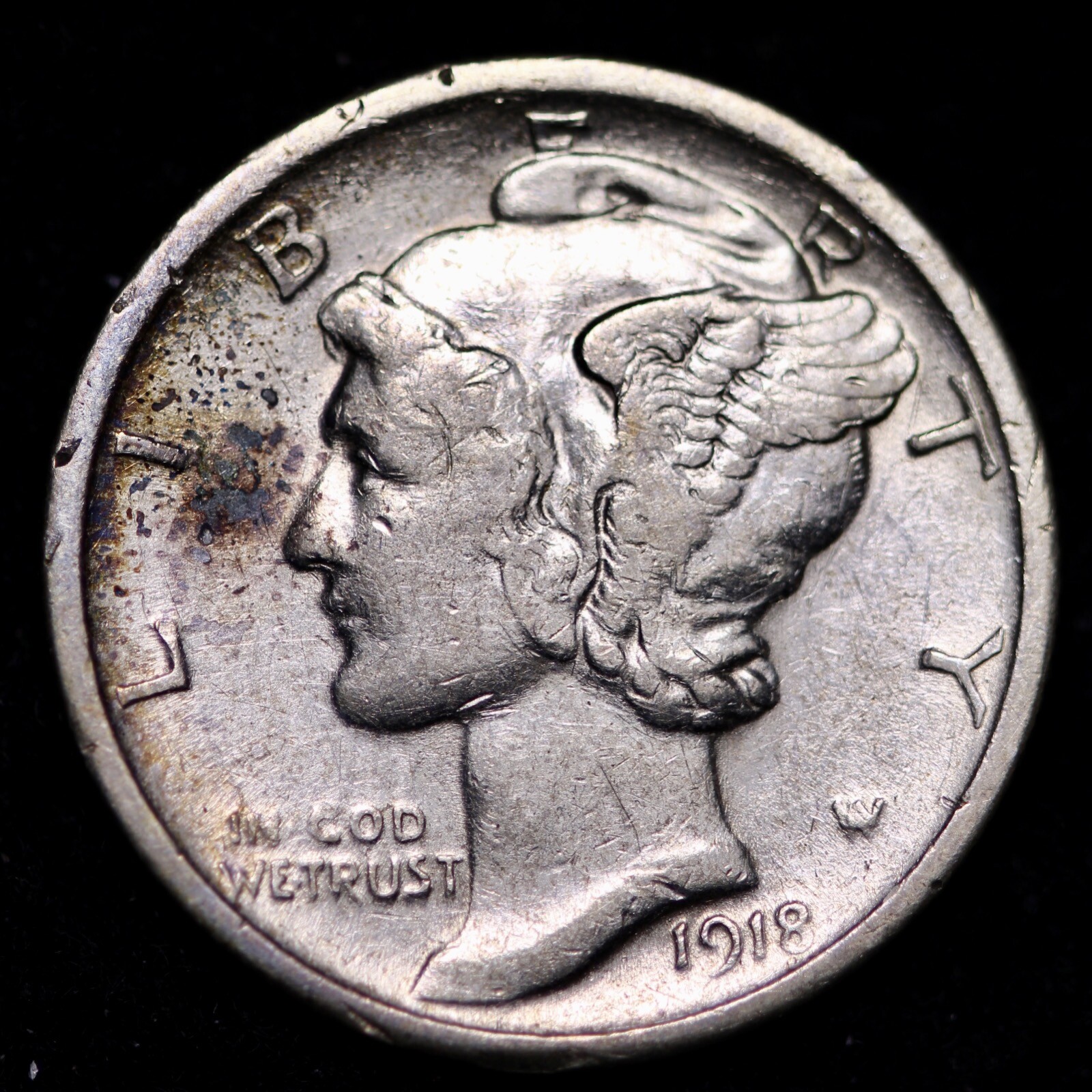 1918 Mercury Dime CHOICE AU FREE SHIPPING E595 KNM