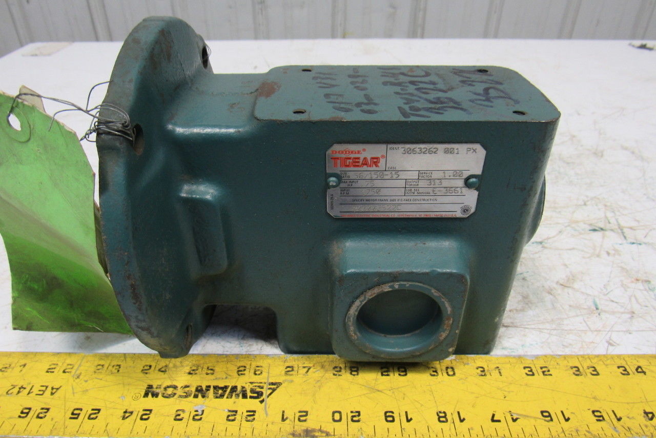 Dodge 56/150-15 15:1 Ratio 1750RPM 3/4Hp Input 117RPM LH Output Gear Reducer