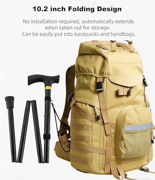 Folding Walking Cane,Walking Pole with 5-Level Adjustable Height,Walking Stick