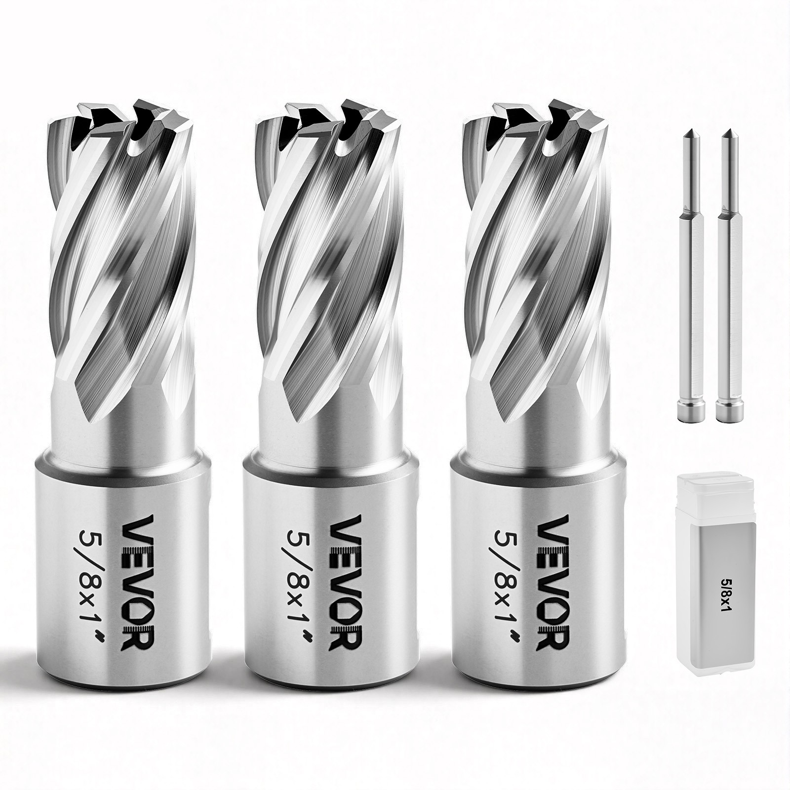 VEVOR Annular Cutter Set Mag Drill Bits Kit 5 pcs Weldon Shank 5/8" Cutting Dia