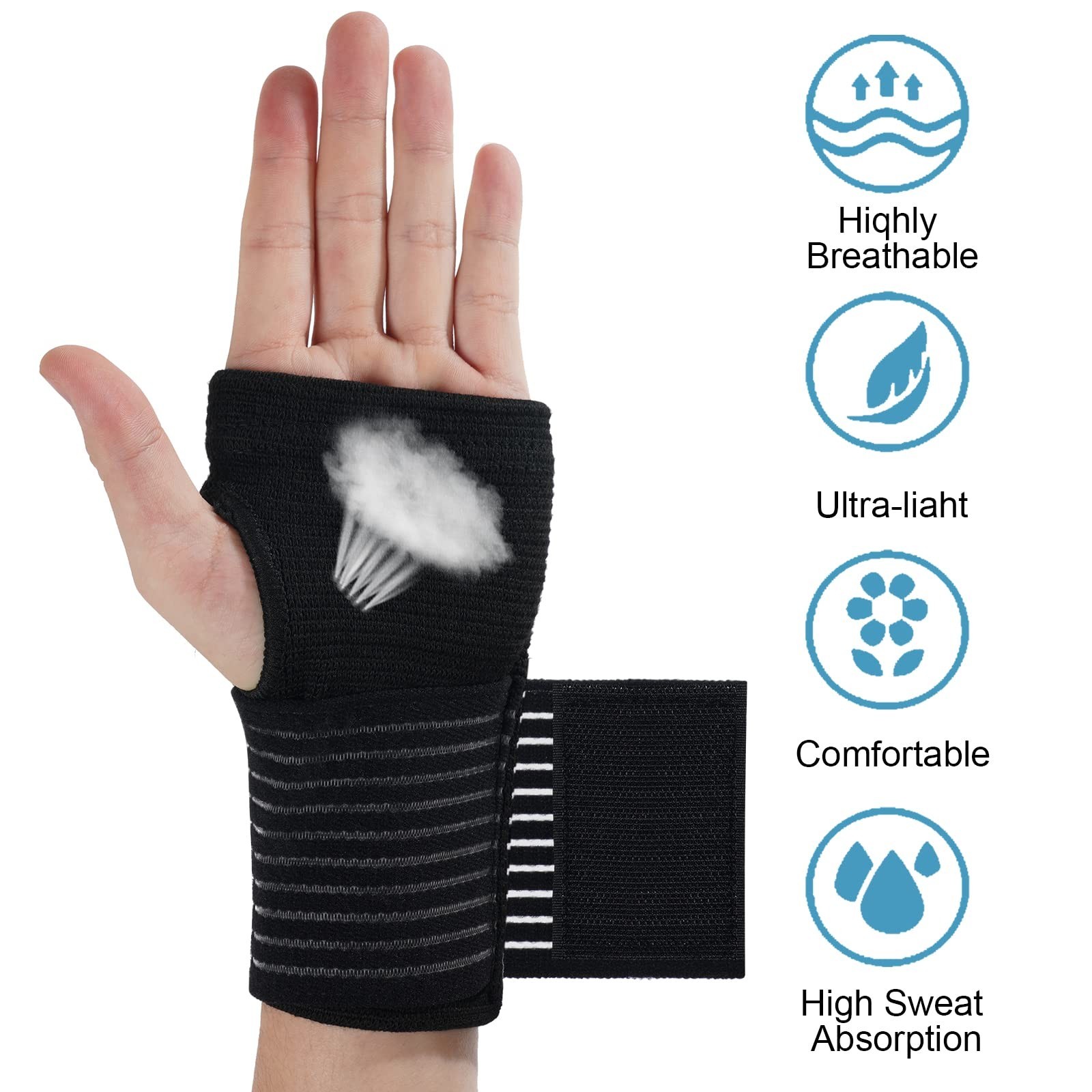 AOOWU Wrist Brace, 2 Pack Elastic Wrist Support with Strap, Wrist Compression...
