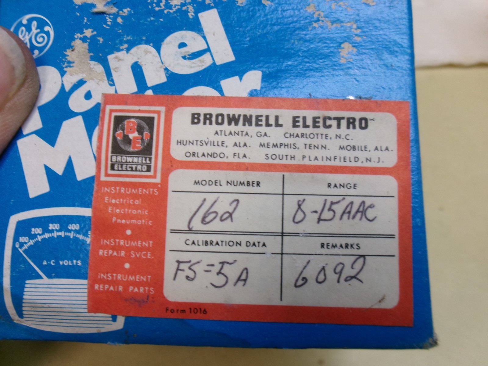 General Electric Panel Meter, Model # 162, Lot of 2