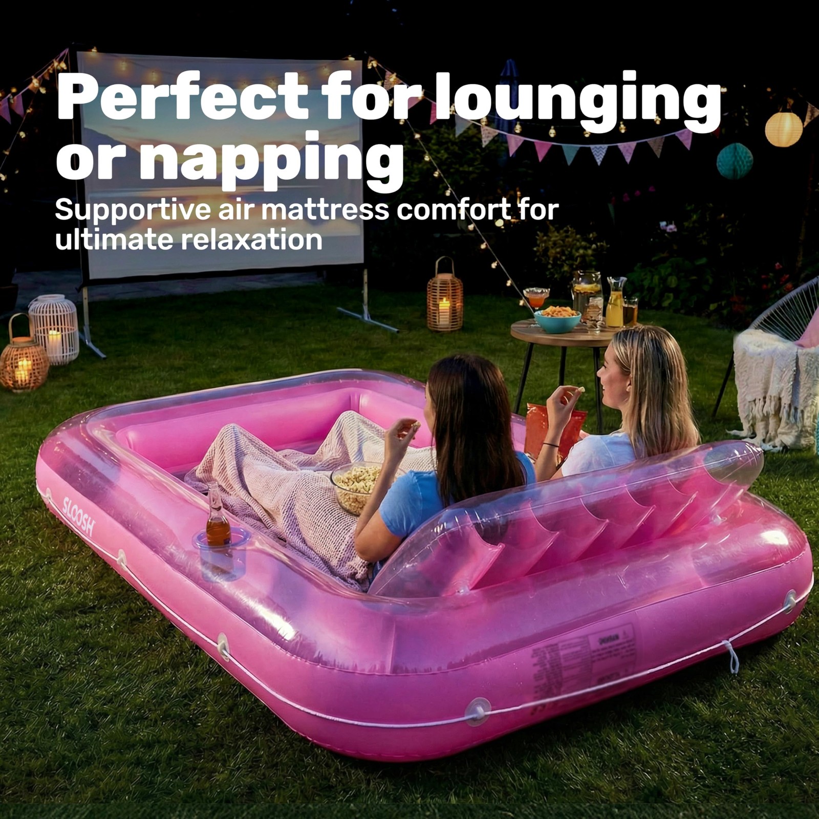 SLOOSH Inflatable Tanning Pool Lounger Float, 85" x 57" Extra Large Pool Floats