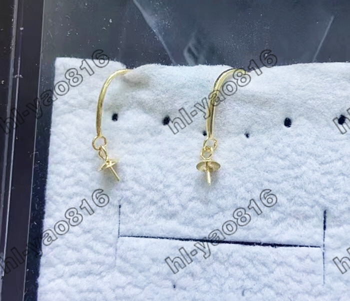  18K yellow white Gold Hook Earring Setting & Pin Finding DIY Dangle Earring (1
