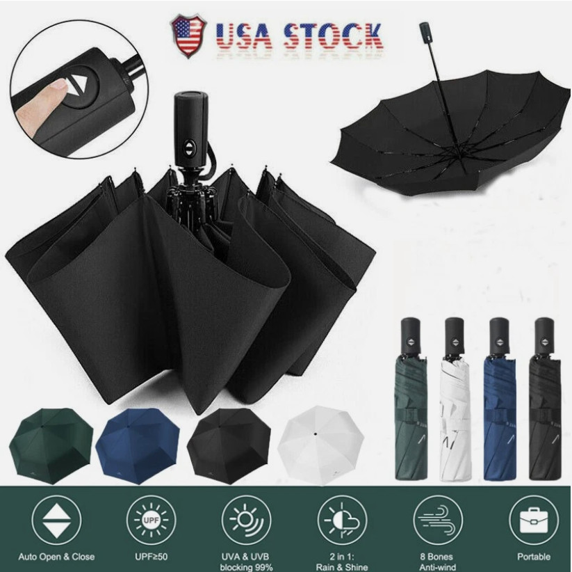 NEW Automatic Umbrella Sun / Rain Anti-UV Windproof 3 Folding Compact Umbrella