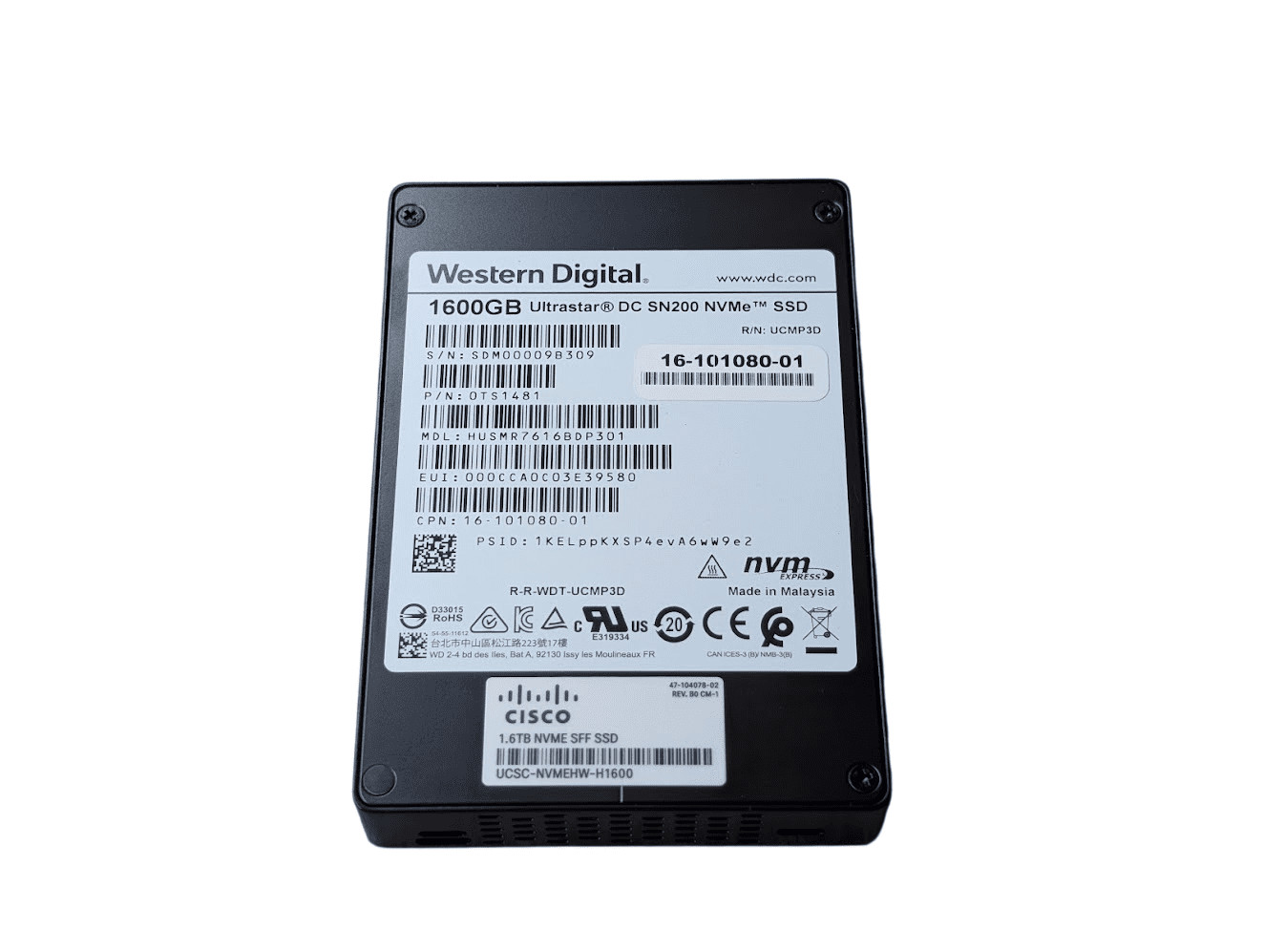 Western Digital 1.6TB DC SN200 PCIe NVMe 2.5" SSD HUSMR7616BDP301