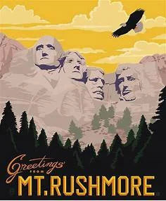 MT RUSHMORE National Parks Poster Panel - 36"x43.5", Digitally Printed - 100