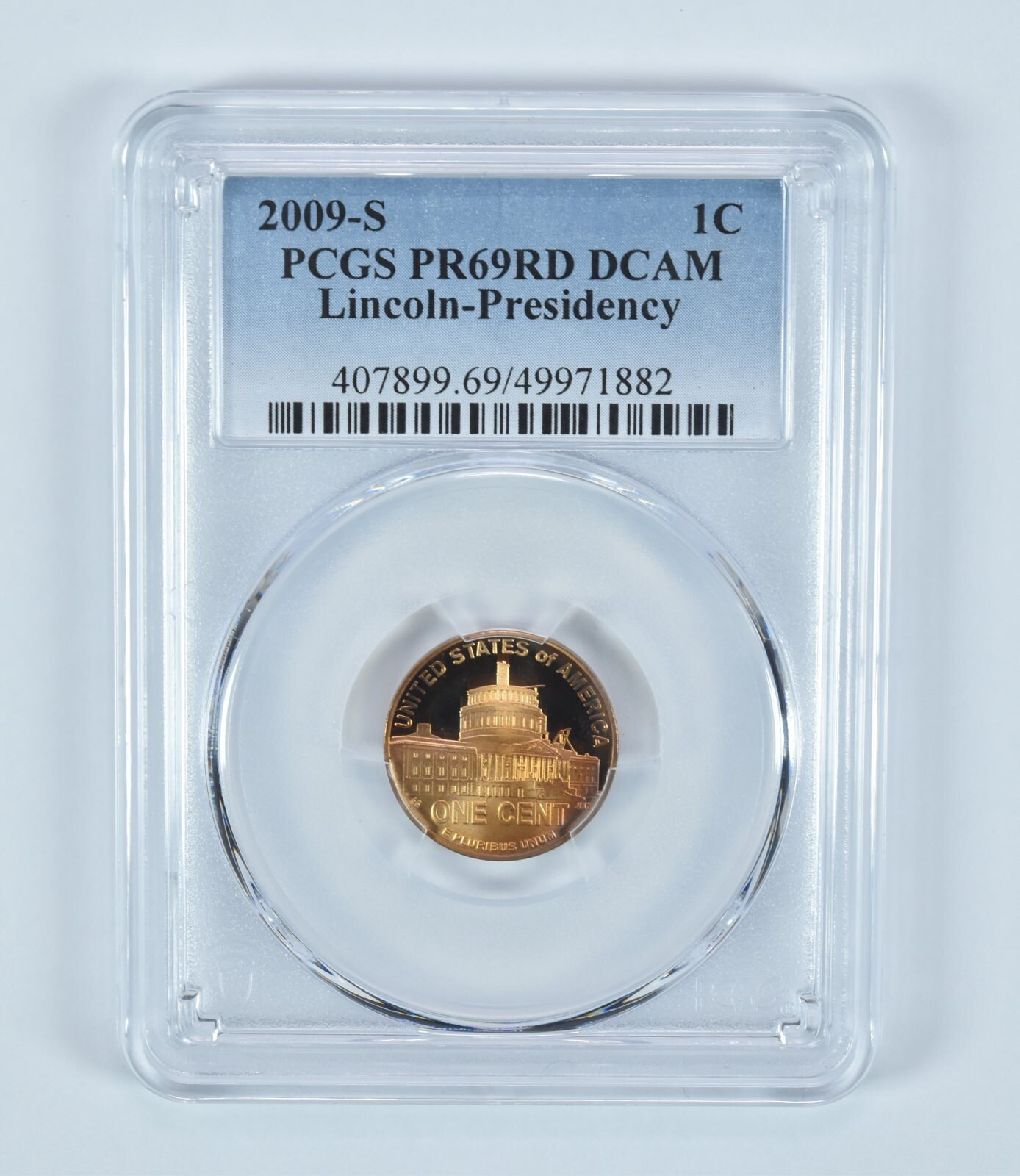 2009-S Lincoln Cent Presidency PR69 RD DCAM PCGS Blue Label