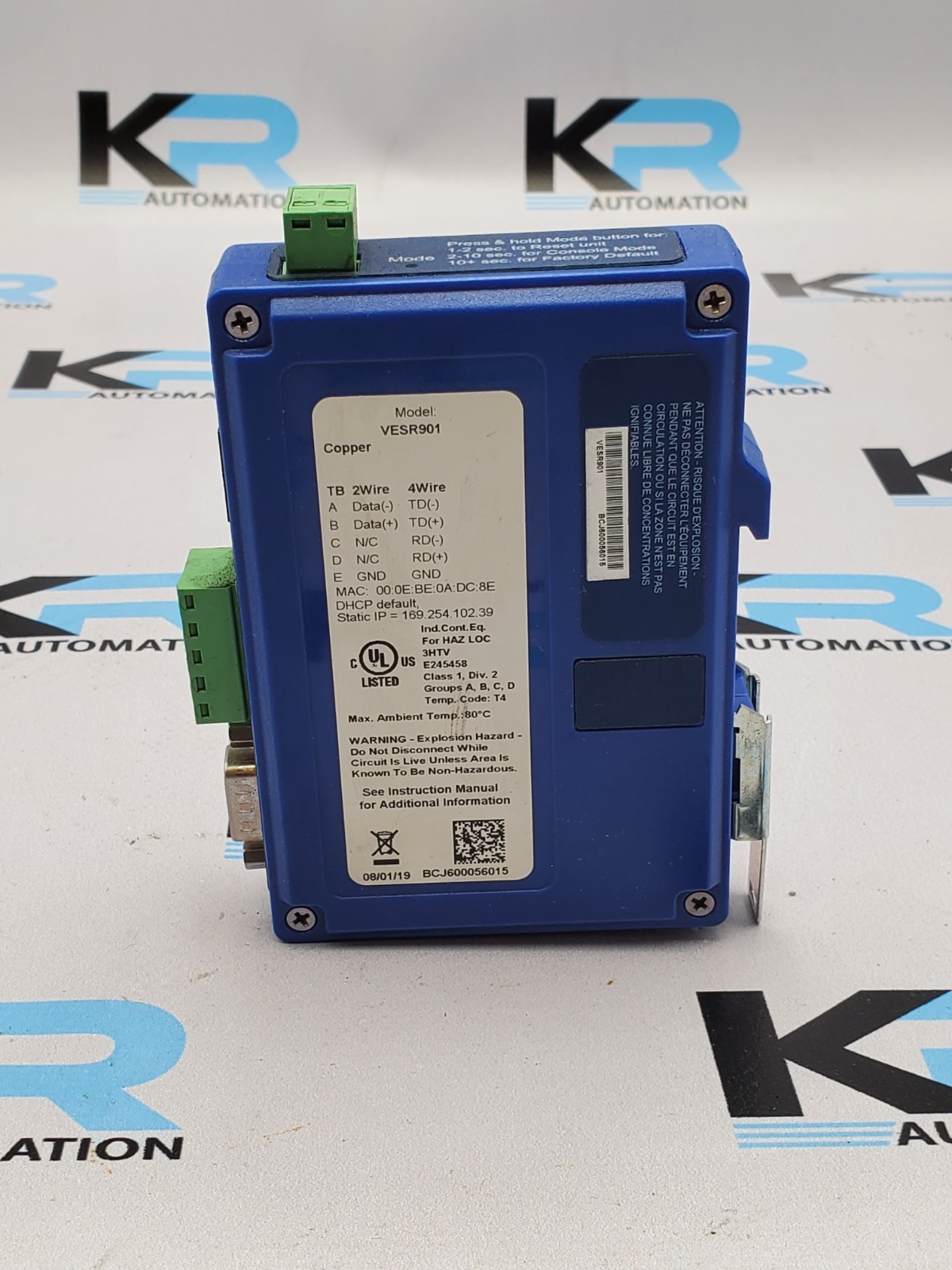 B&B Electronics VESR901 Vlinx Rail Mount Ethernet Device