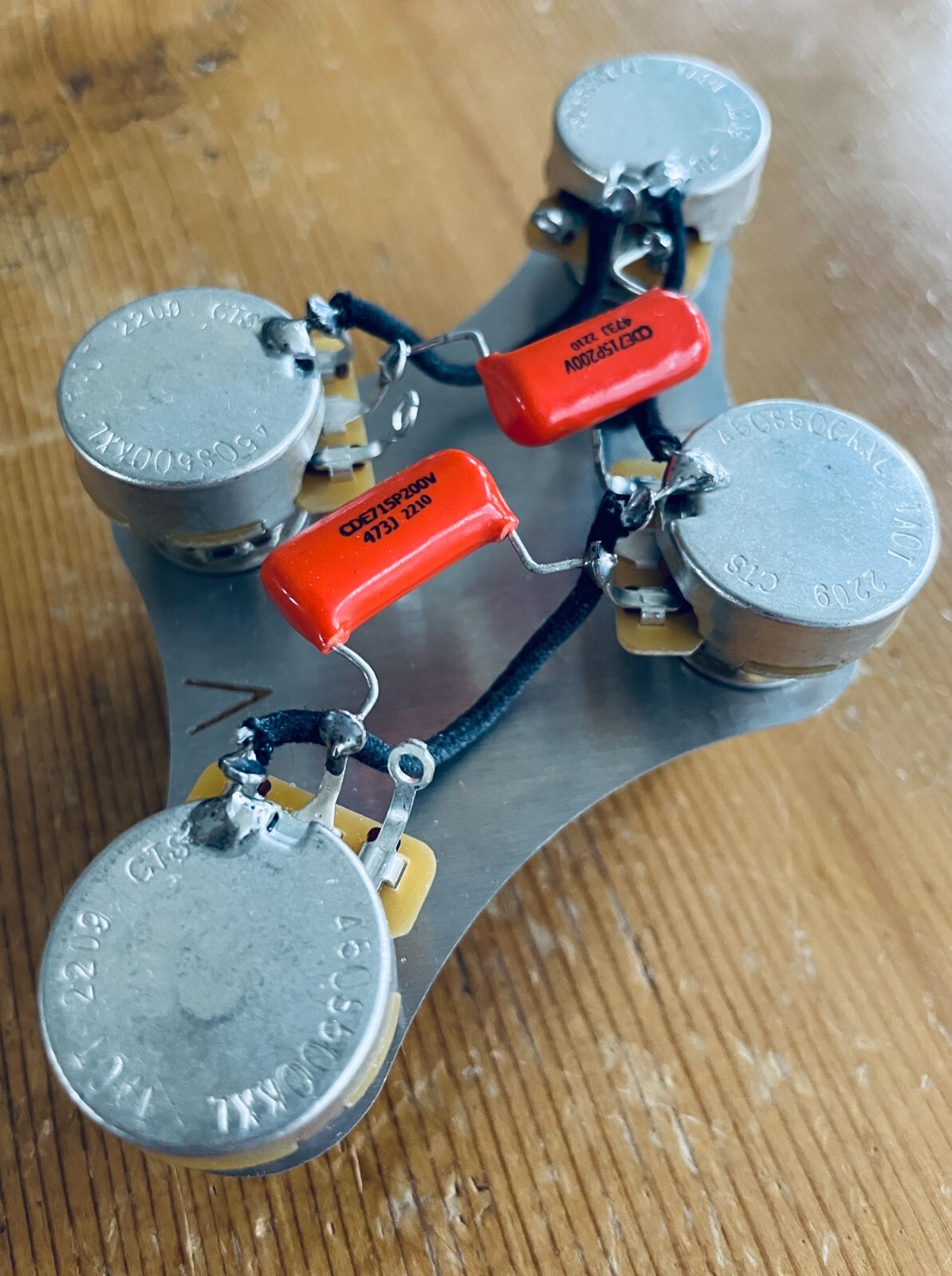 50's Style Gibson Les Paul Wiring 500k CTS Long Shaft Pots .047 Orange Drop Cap