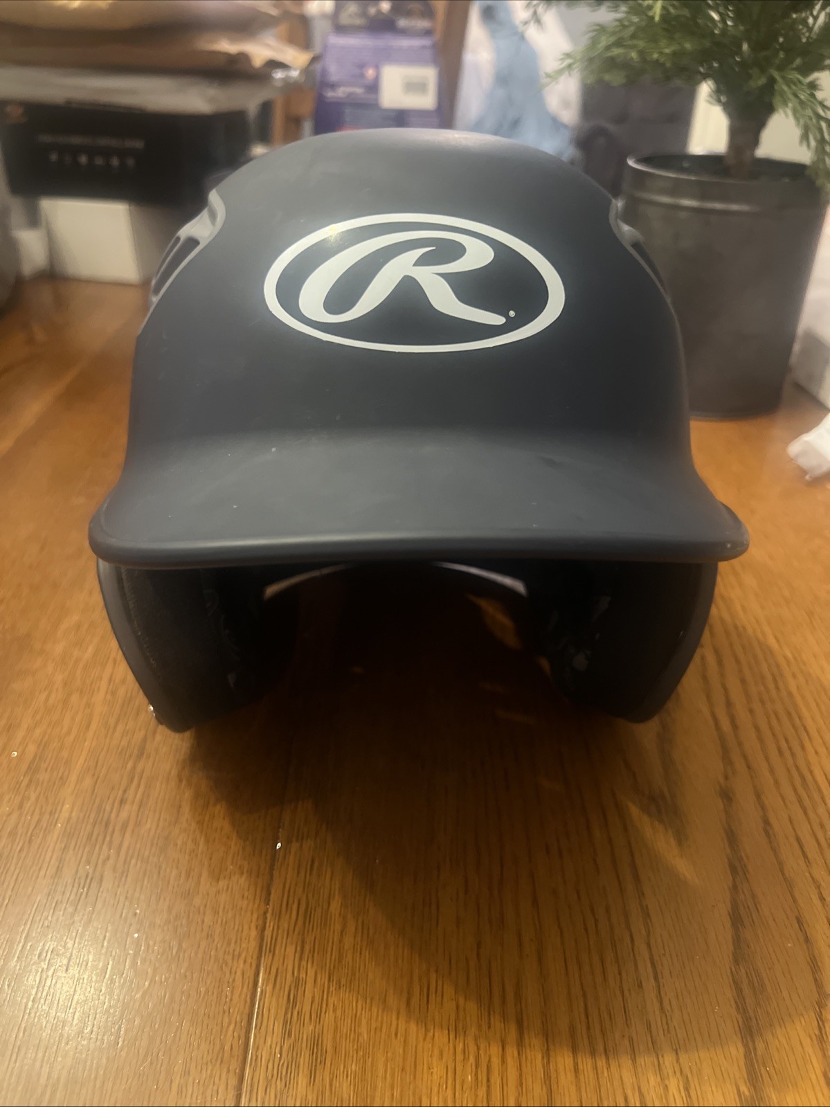 Rawlings Youth Batting Helmet 6 3/8 - 7 1/8  Flat Black/Slate Gray. Pre-Owned