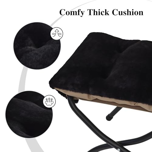 15"(H) Folding Ottoman, Foldable Footrest Stool, Portable Small Foot Black