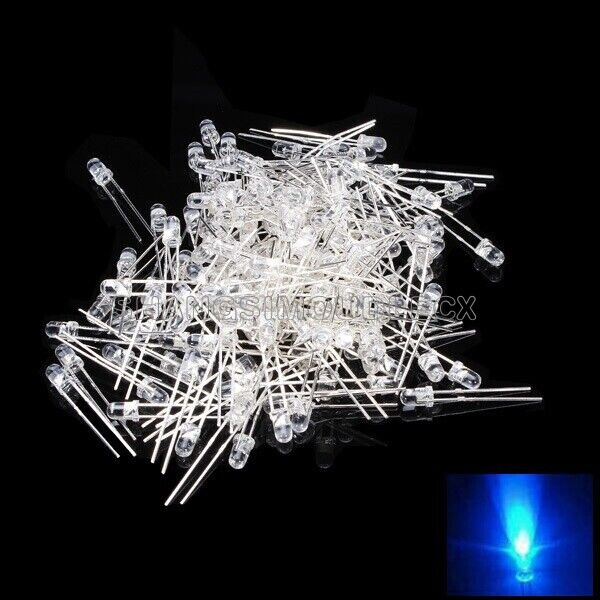 100pcs 3mm blue 5000MCD round water clear LED light