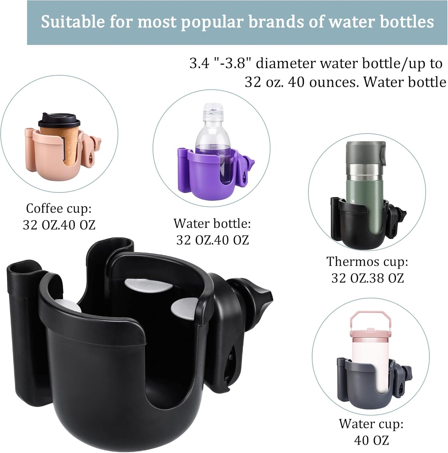 Universal Non-Slip Drink & Phone Holder - Easy Install for Strollers & Scooters