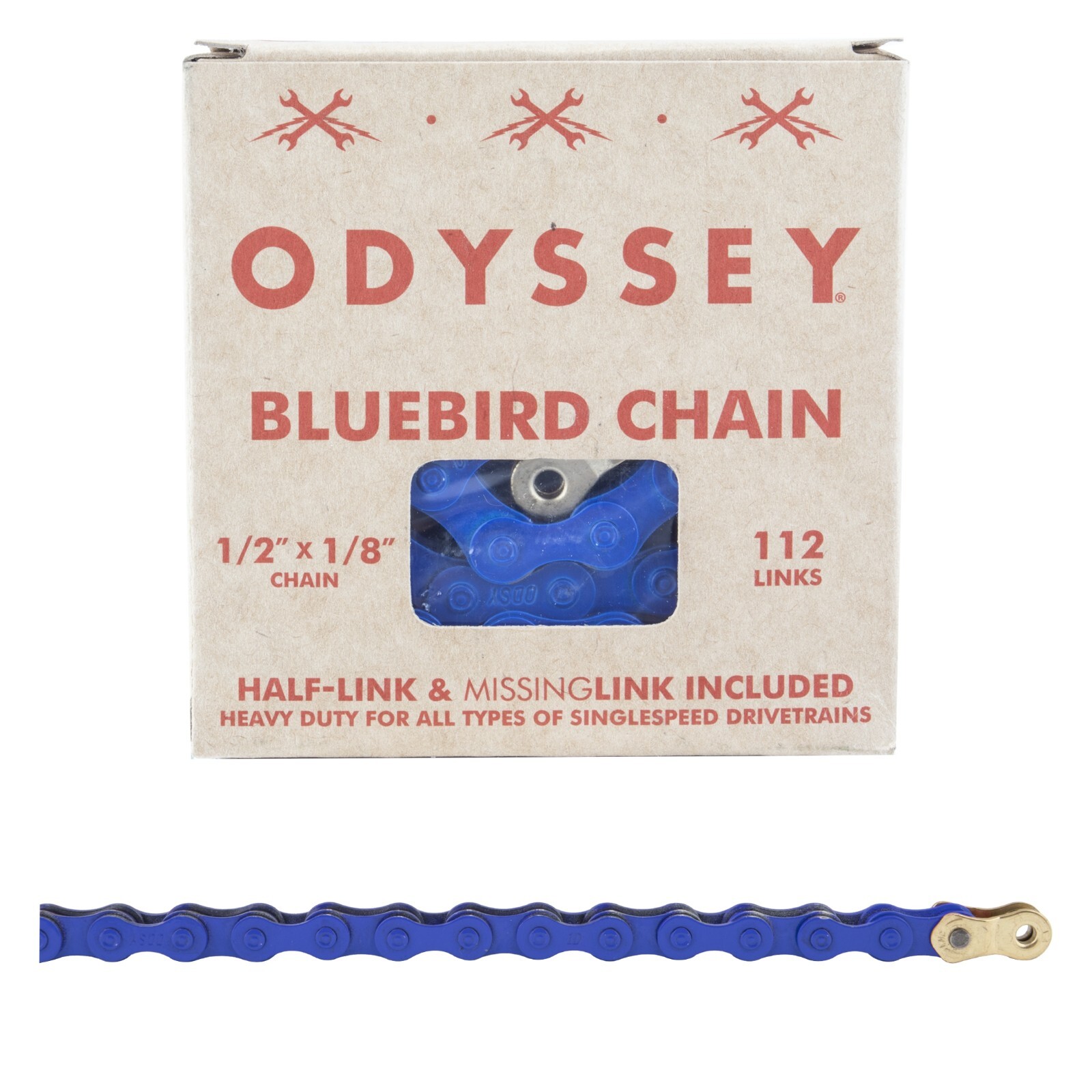 Chain Odyssey 1/2x1/8 Bluebird 1s Blue w/1/2 Link