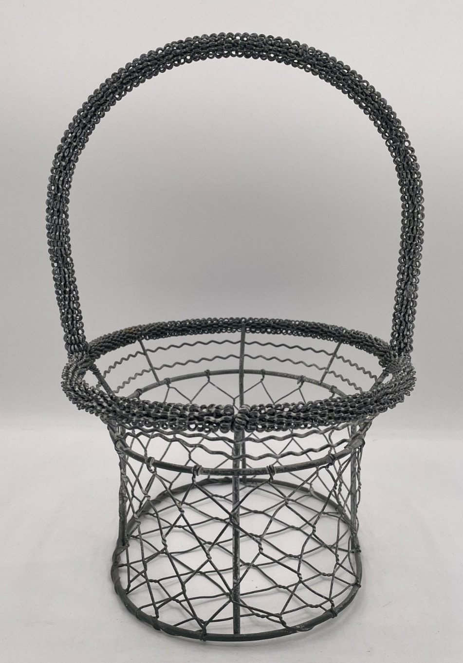 Silver, White Wash Flecks, Wire Egg Basket with Handle