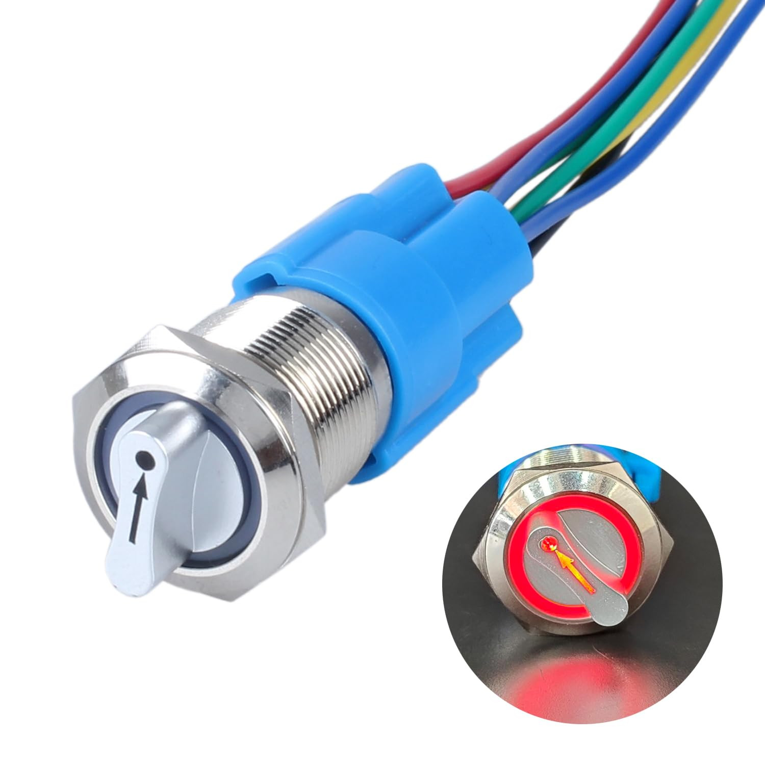 19Mm Latching Selector Rotary Switch 3 Positions 2NO 2NC 12-24VDC