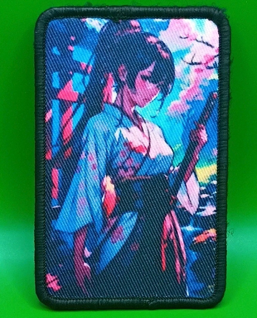Anime Samurai Girl Tactical Patch - Vaporwave Aesthetic Hook & Loop 2x3.5