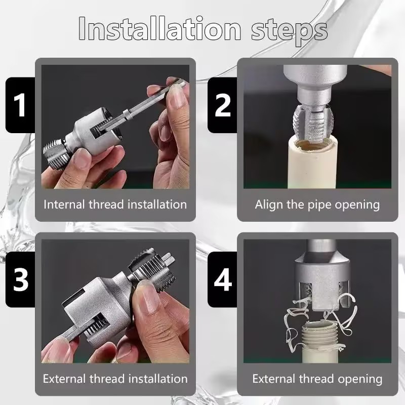 10Pcs PVCPipe Threader Kit 1/2" 3/4" 1" NPT Integrated Internal & External Pipe