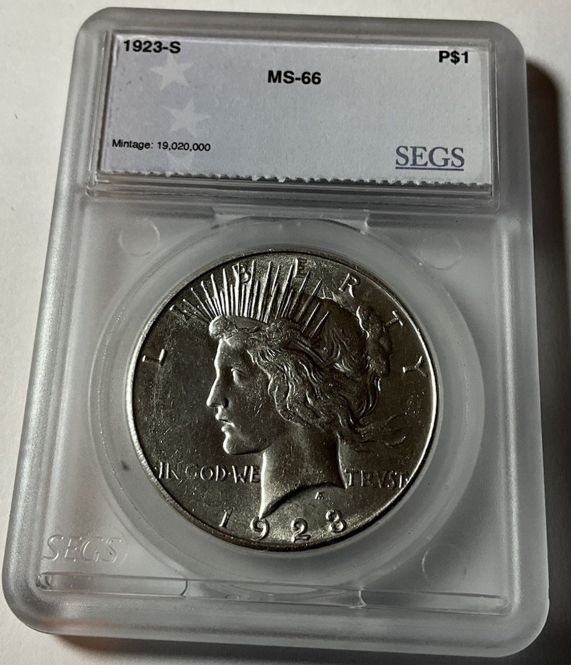 1923-S Peace Dollar Silver $1 MS66 SEGS Minted In San Francisco