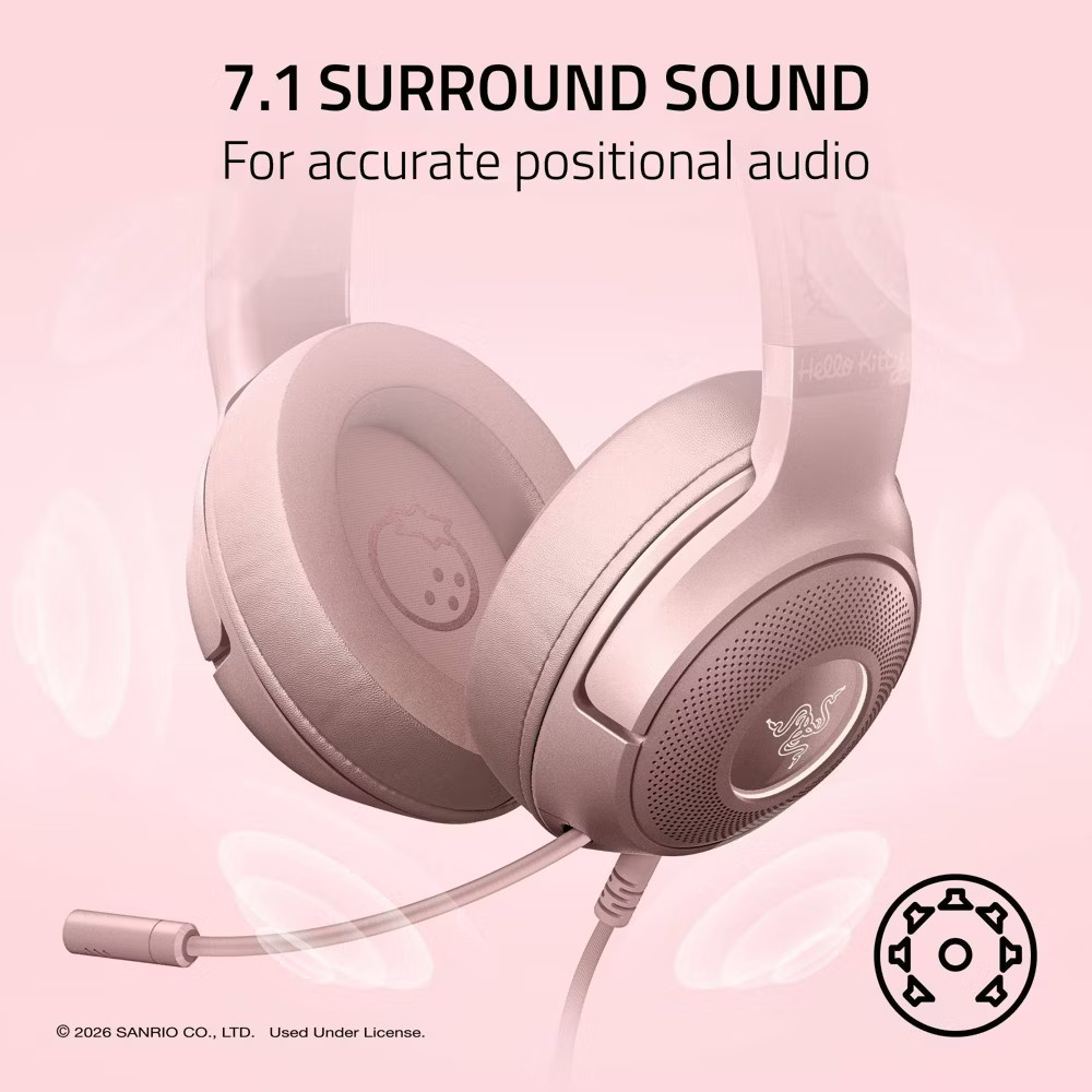 Razer Kraken Kitty V2 USB Headset with Kitty Ears - Hello Kitty