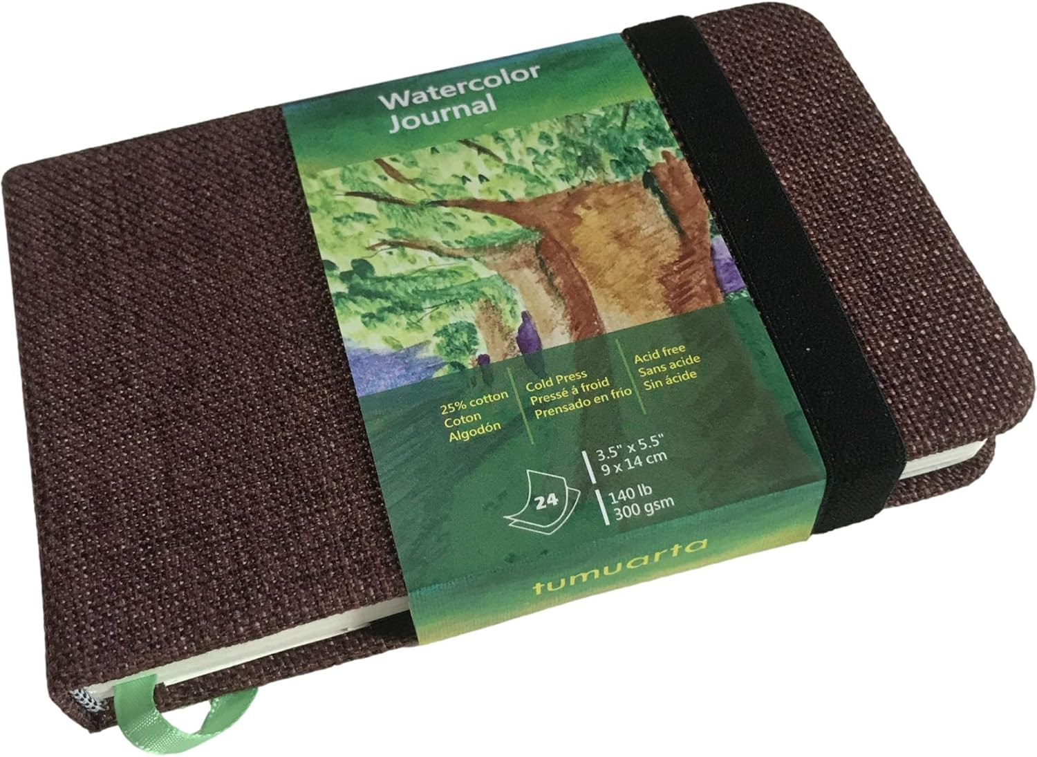 Watercolor Journal, 3.5X5.5”, 140 LB, 300 GSM, Cotton Paper, Cold Press, 24 Shee