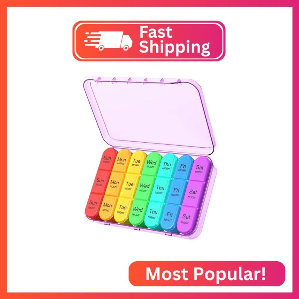 Daviky Weekly Pill Organizer 3 Times a Day, Travel Pill Organizer 3X a Day, Pill