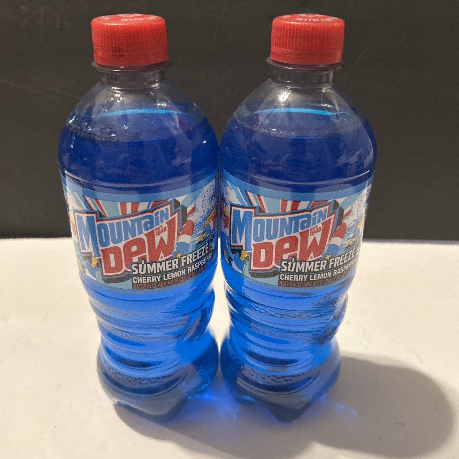 🤩2025🥶 2x 20oz Mountain Dew Summer Freeze Bottles Cherry Lemon Raspberry